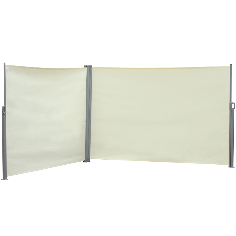 Outsunny dubbelzijdige zijluifel, privacy- en zonwering, polyester, crème