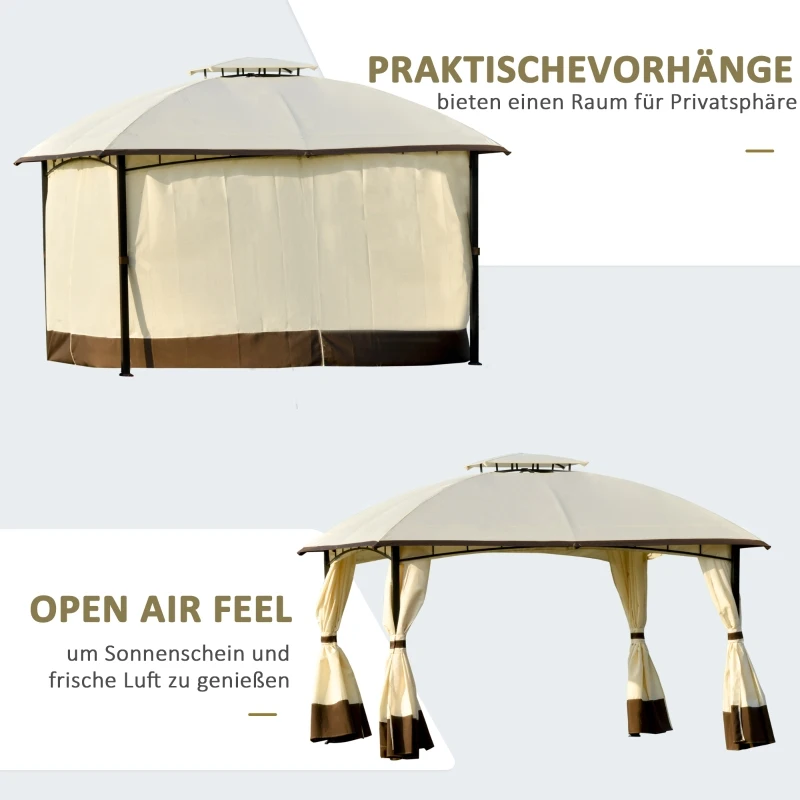 Outsunny paviljoen zonwering praktisch dubbel dak 3,6 x 2,97 x 2,73 m