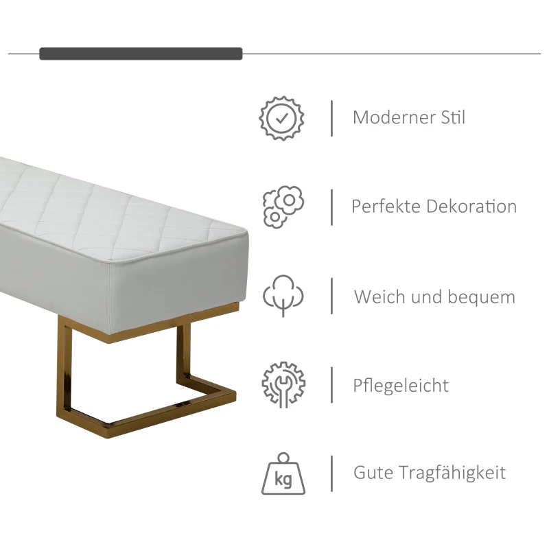 HOMCOM Bank voor slaapkamer bedbank woonkamer kunstleer metaal wit