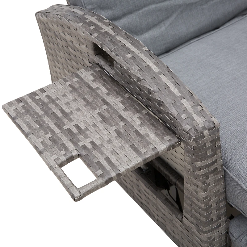 Rotan stoel ligstoel klaptafel verstelbare rugleuning voetsteun metaal