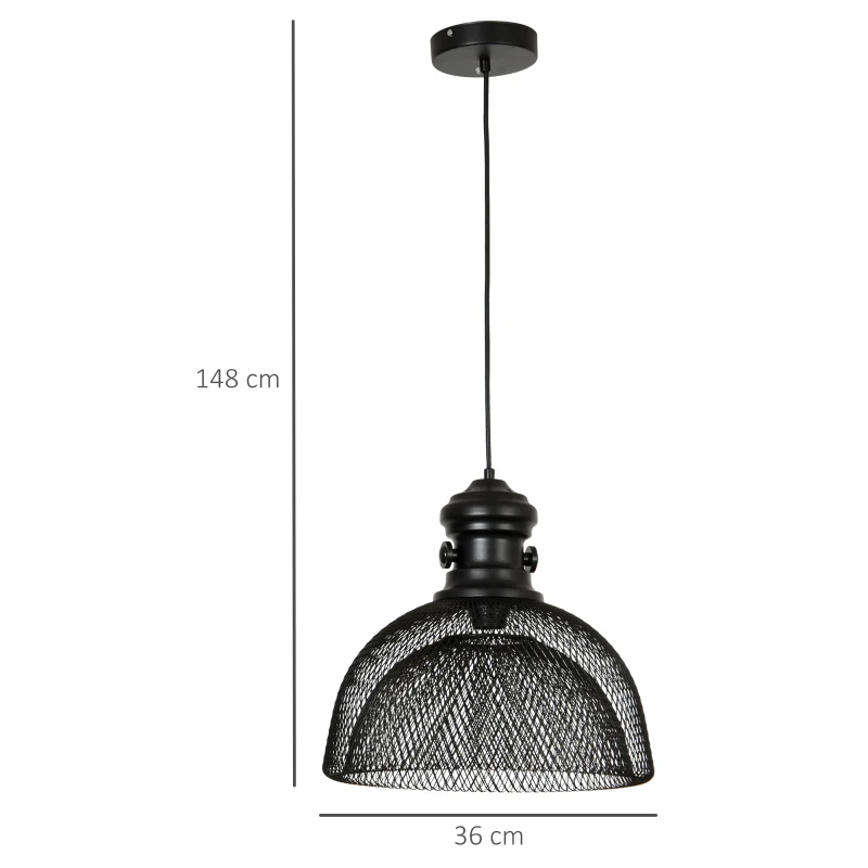 HOMCOM plafondlamp pendellamp hanglamp industrieel moderne stijl zwart