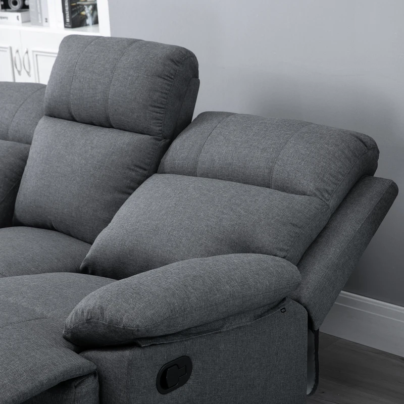 HOMCOM 3-zits tv-bank bank relaxbank ligfunctie 180° verstelbare stoffen bank