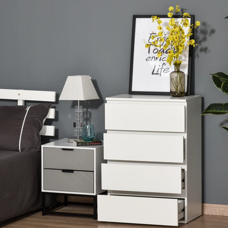 HOMCOM Ladenkast bureaukast met 4 uitneembare lades kogelgelagerde geleiders