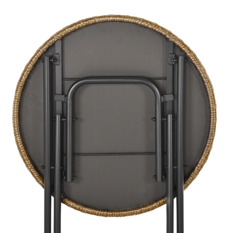 Outsunny 3-delige poly-rotan zitgroep bistroset balkonset inklapbaar tuin natuur