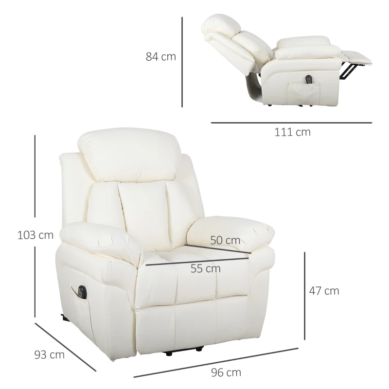 HOMCOM elektrische tv-stoel opstastoel relaxfauteuil fauteuil met opstahulp beige 96 l x 93 b x 103 h cm
