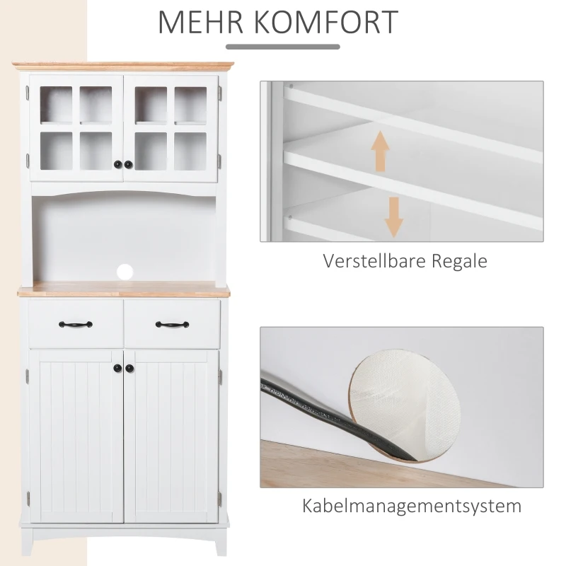 HOMCOM Keukenkast met lade hoge kast met verstelbare planken ladekast hout