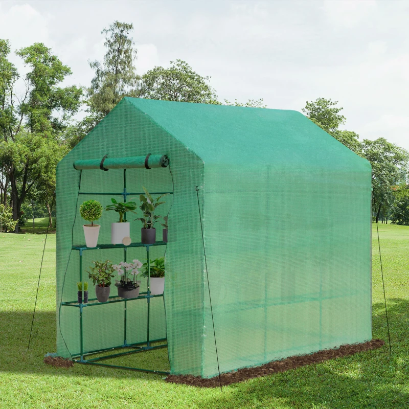 Outsunny Kas broeikas bloemenrek koude frame tomaten kamerplant huis voor tuin