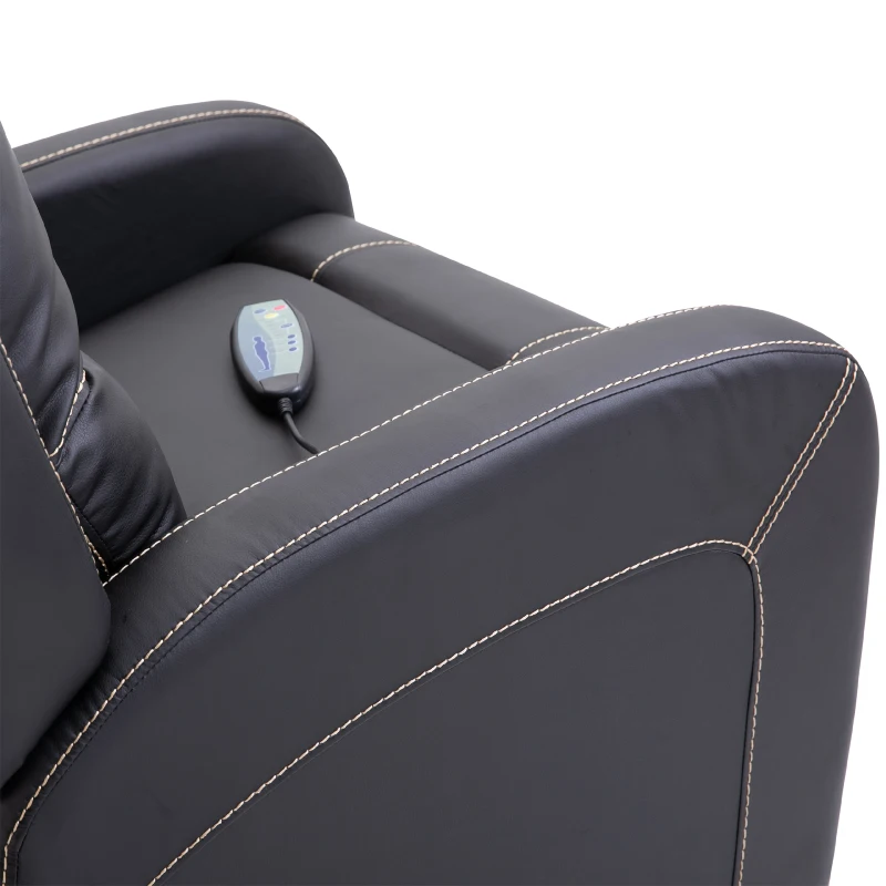 HOMCOM® massagestoel met voetsteun en verwarmingsfunctie | relaxstoel | zwart | 70 x 93 x 100 cm