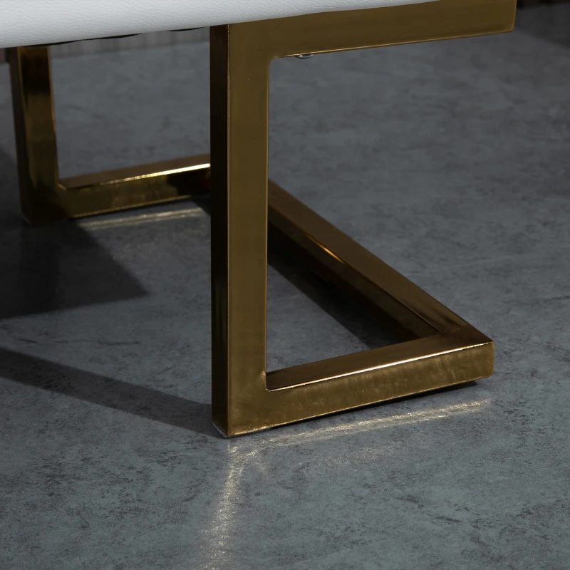 HOMCOM Bank voor slaapkamer bedbank woonkamer kunstleer metaal wit