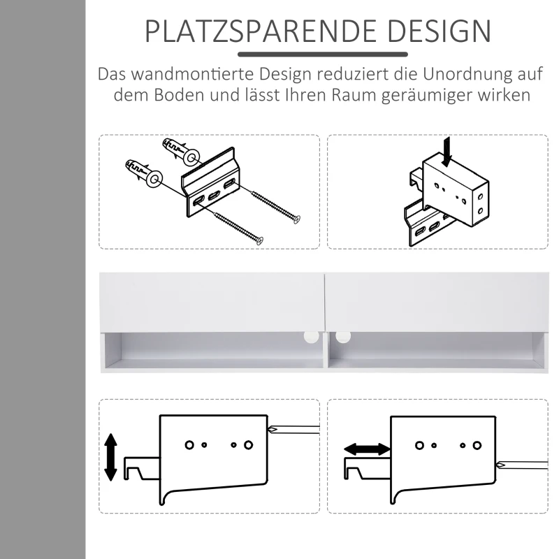 HOMCOM Tv meubel lowboard wandkast wandkast met lades wit