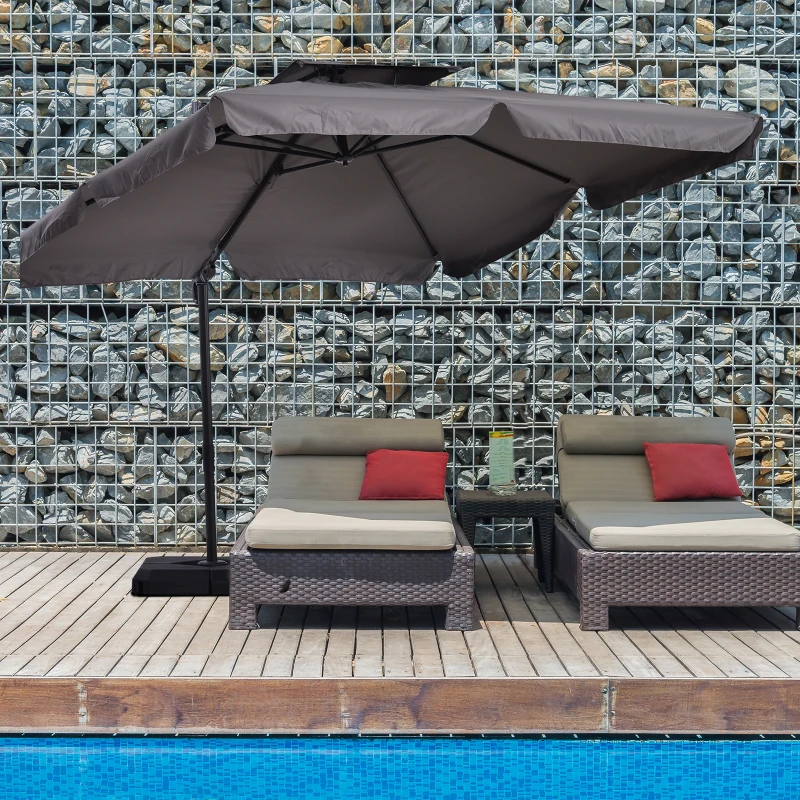 Parasol UV50+ zweefparasol en 4 gewichten inclusief beschermhoes aluminium