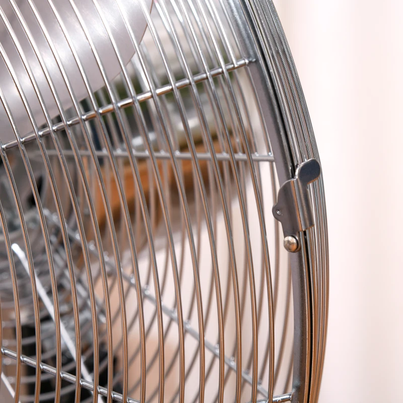 HOMCOM Statiefventilator ventilator in hoogte verstelbaar 3 snelheden staal zilver