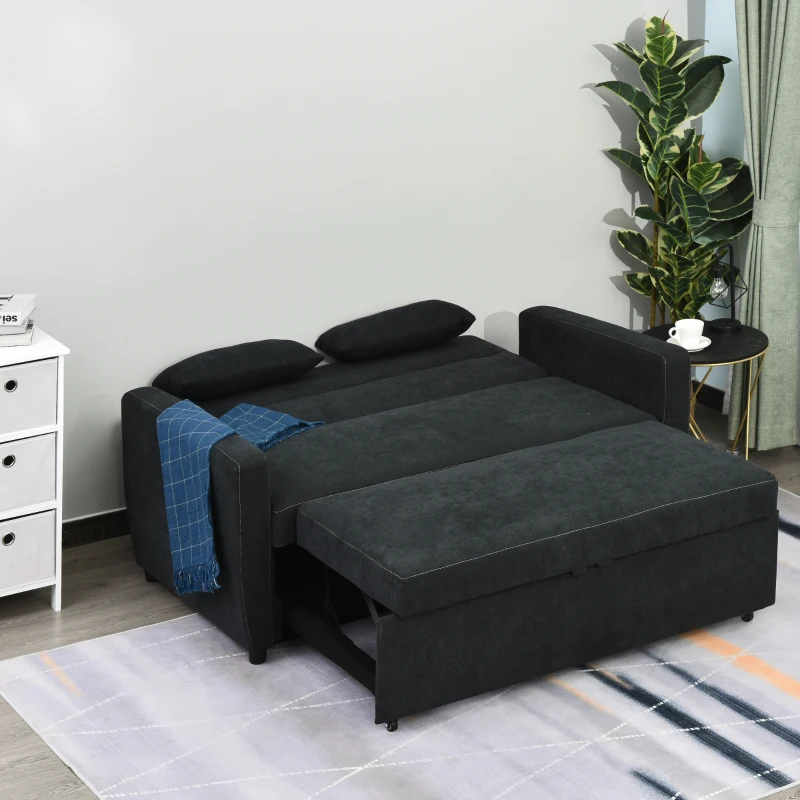 HOMCOM slaapbank, opklapbare bank, 2-zits stoffen bank, slaapbank, bank met slaapfunctie, bankstel, verstelbare hoek 148 x 82 x 89 cm(m-7)