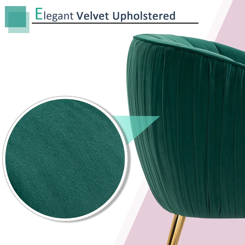 HOMCOM Velvet-Look Polyester Upholstered Decedent Armchair Emerald Green