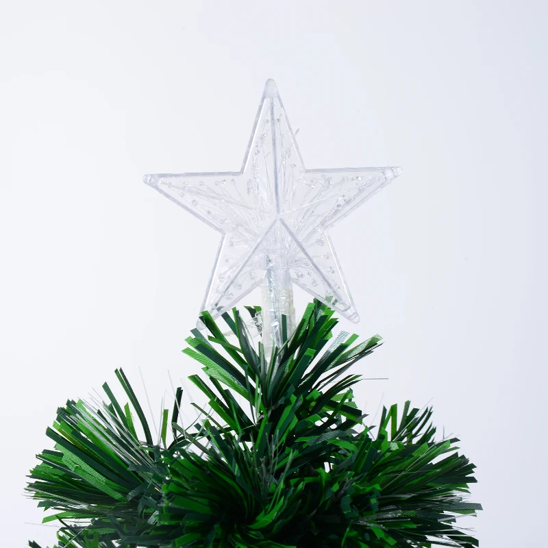 HOMCOM 4FT Pre-Lit Fibre Optic Artificial Christmas Tree Holiday Xmas Décor with Tree Topper Multi-Colour