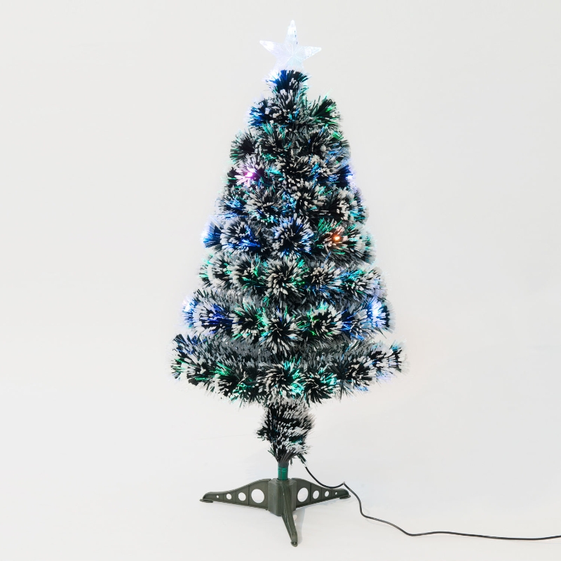 HOMCOM 3ft 90cm Green/White Artificial Christmas Tree W/ Prelit LED Lights-Multicolor