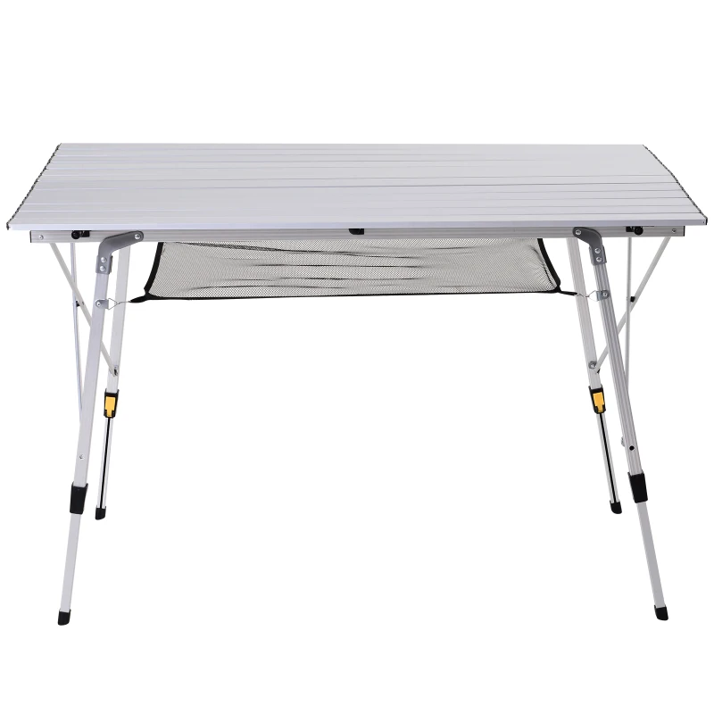 Outsunny Aluminium Portable Outdoor BBQ Picnic Table w/ Mesh Tier Silver