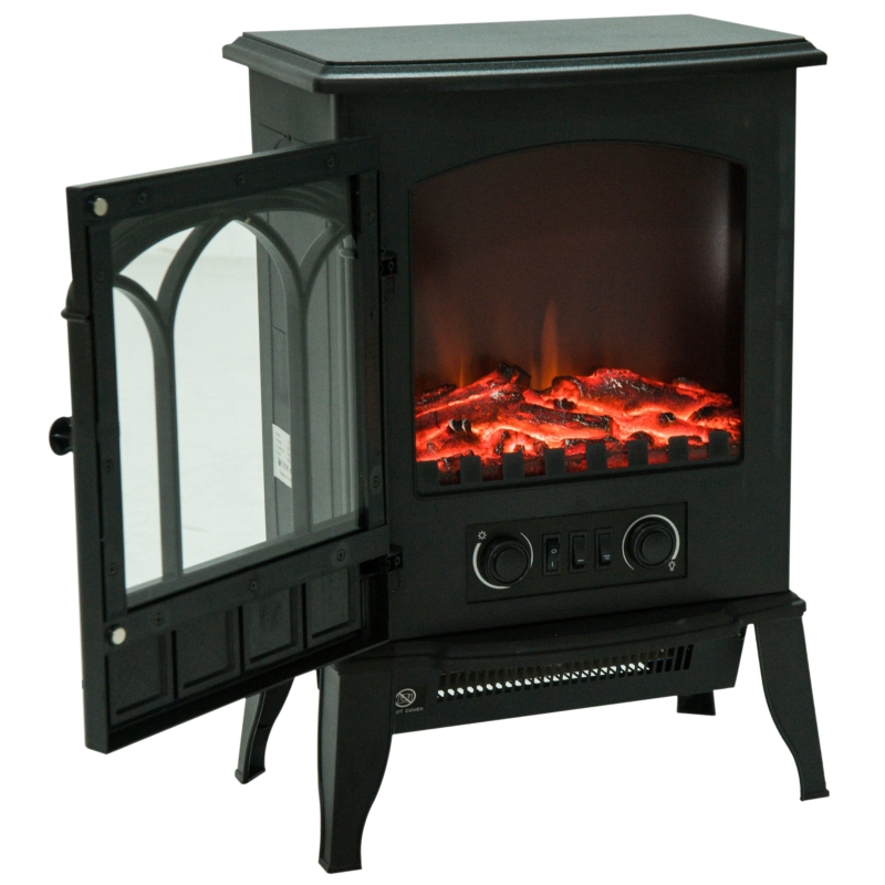 Freestanding Electric Fireplace Heater Stove with LED Flame