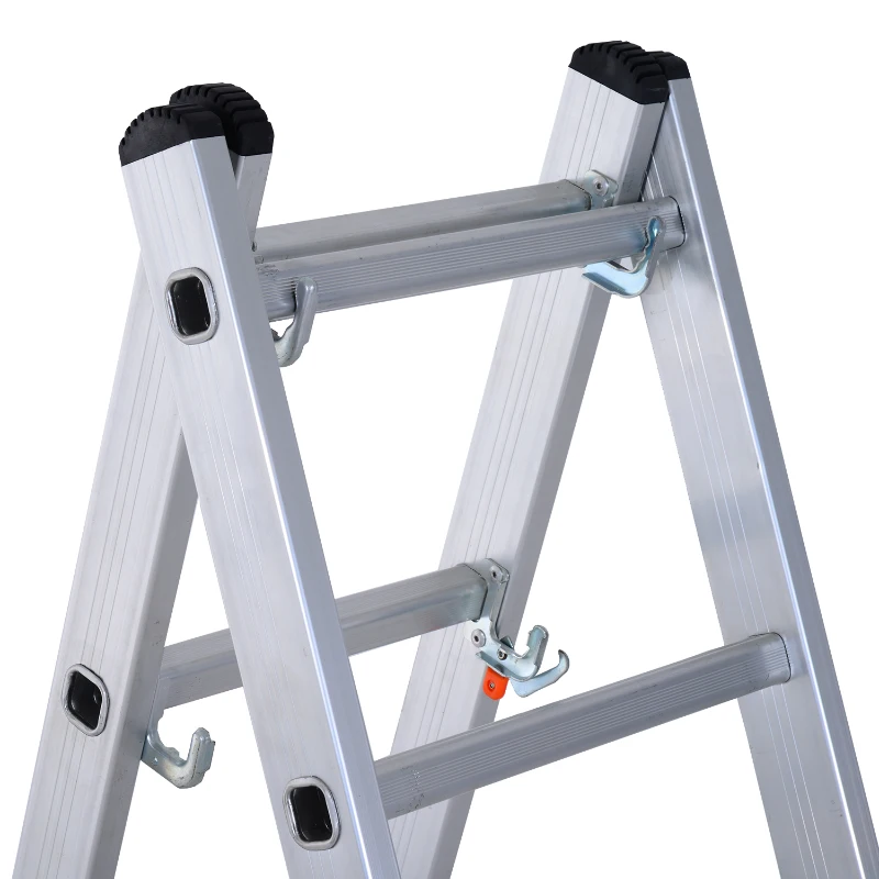 HOMCOM 140 cm Folding Aluminum Ladder A-type-Silver