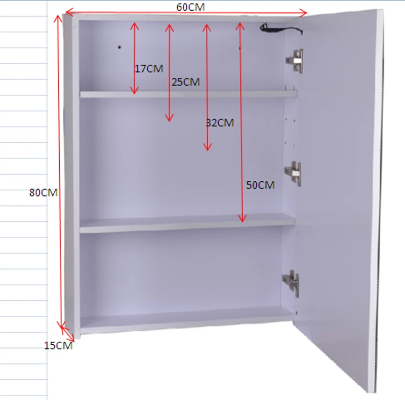 HOMCOM LED Wall Cabinet Mirror Bathroom Fashion Front 10w Lights Storage Modern