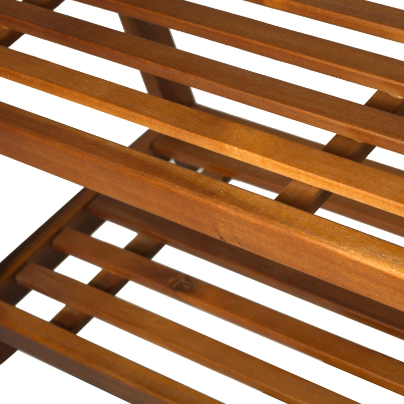 HOMCOM 12 Pairs Shoe Rack W/ Slipper Hanger, Acacia Wood-Teak Colour