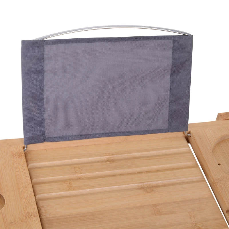 Kleankin Bath Rack Caddy Bath Tray Caddies, 73.5-108L x 23W x 6Hcm-Natrual Bamboo Colour