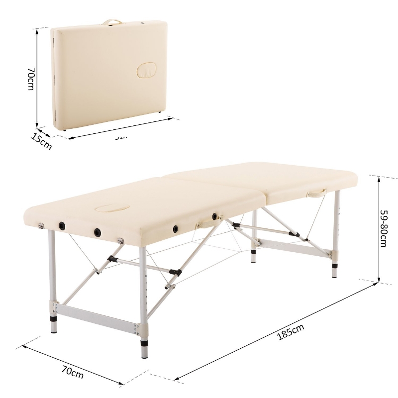Foldable Massage Table, 185Lx70Wx5980H cm, AluminiumWhite
