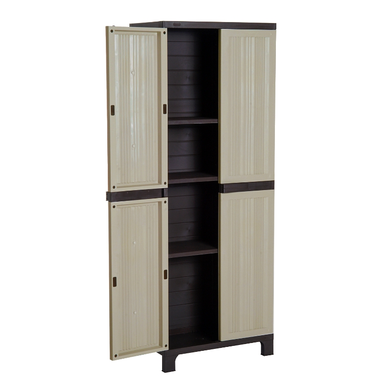 Outsunny Garden Cabinet Shed, Double-Door, 65Lx37Wx172H cm-Beige