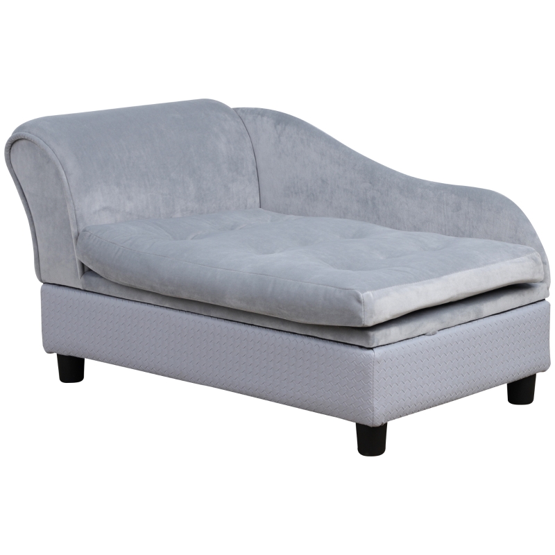 PawHut Pet Sofa Couch with Storage Function Sponge Cushioned Bed Lounge Dog Cat