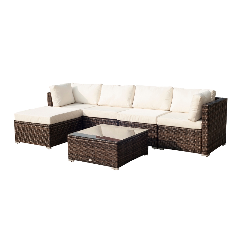 Outsunny Garden Patio Rattan Furniture 6 pcs Wicker Weave Conservatory