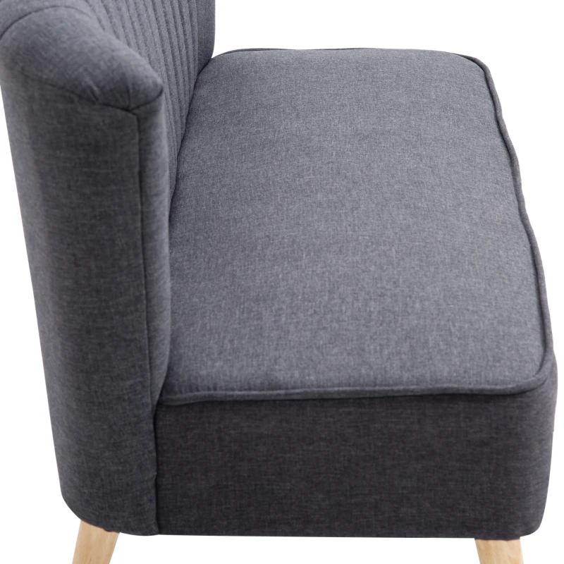 HOMCOM 2-seater Loveseat, Armless, Double Seat, Padded Linen Wood Leg Dark Grey
