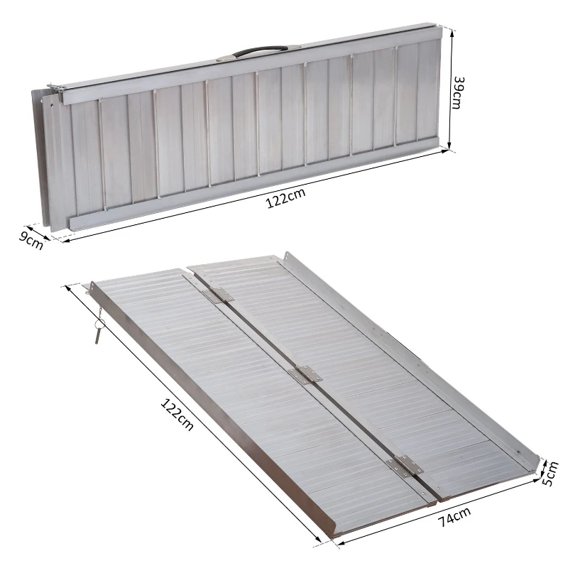 HOMCOM Folding Aluminum Ramp W/Handle for Wheelchairs/Scooters/Pet Mobility 40"