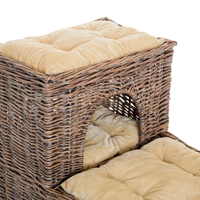 Pawhut Handcrafted Wicker Cat Cave Play House