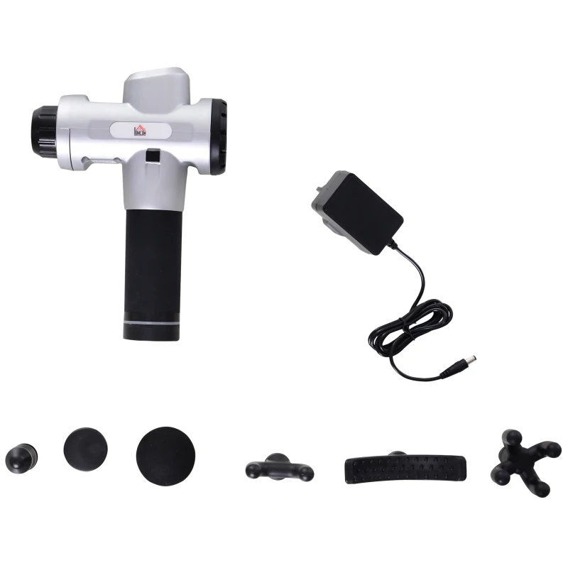 HOMCOM Silica Gel 6-Head 20-Level Intensity Handheld Electric Massager Black