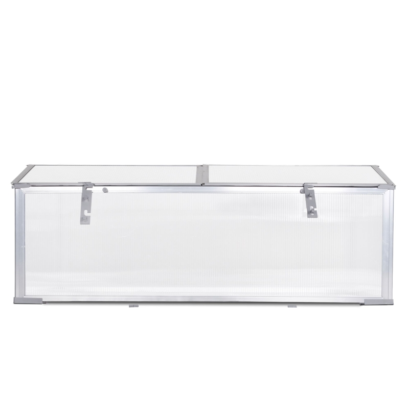 Outsunny Garden Polycarbonate Cold Frame Greenhouse Grow House Flower Vegetable Plants Bed Aluminum Frame  99L x 59.5W x 43.5H cm