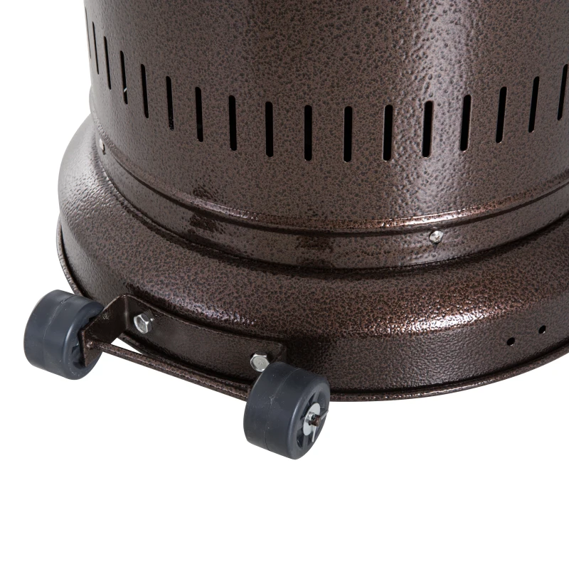 Outsunny Outdoor Gas Patio Heater Freestanding 5-11kW Metal Casing Garden Patio w/ Safety Switch Cafe Bar, Brown copper