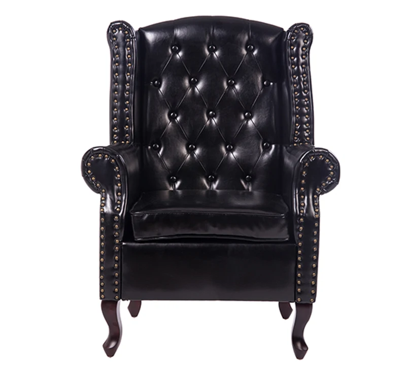HOMCOM PU Leather Vintage Style High Back Armchair-Black