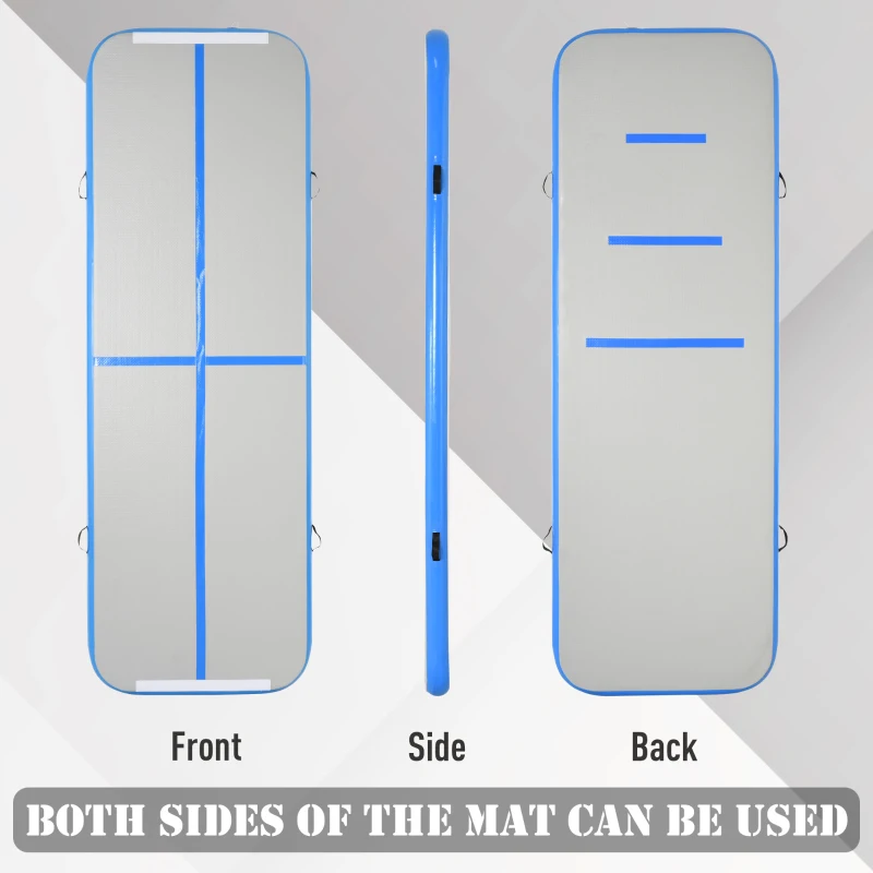 HOMCOM PVC Inflatable Exercise Mat w/ Pump Blue