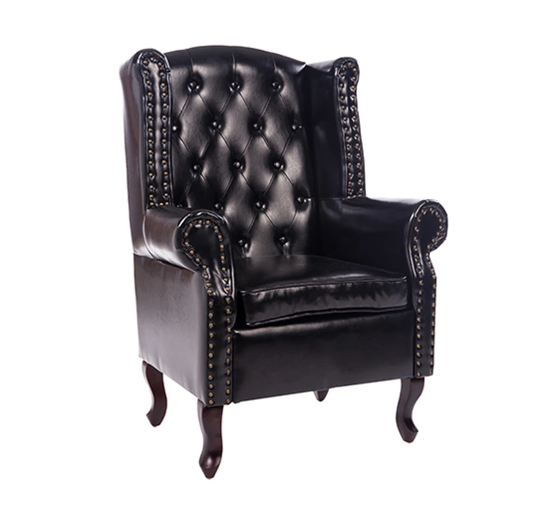 HOMCOM PU Leather Vintage Style High Back Armchair-Black