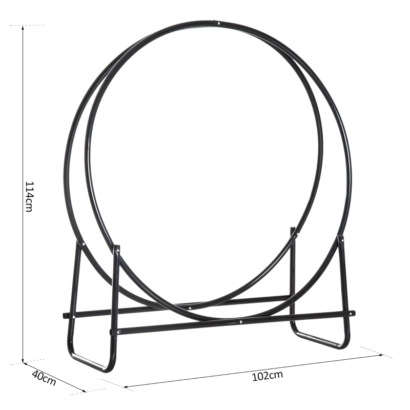 HOMCOM Firewood Log Rack, Steel, 102Lx40Wx114H cm-Black