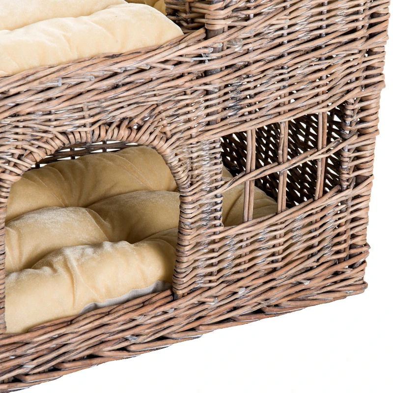 Pawhut Handcrafted Wicker Cat Cave Play House