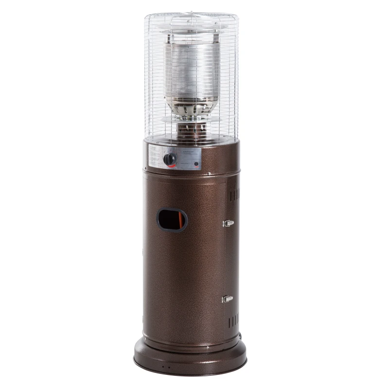 Outsunny Outdoor Gas Patio Heater Freestanding 5-11kW Metal Casing Garden Patio w/ Safety Switch Cafe Bar, Brown copper