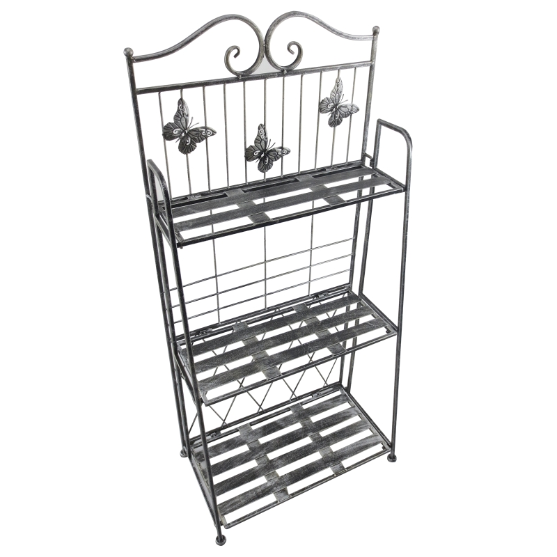 Outsunny 3-Tier Metal Folding Plant Stand Display Rack Bookshelf Unit Outdoor