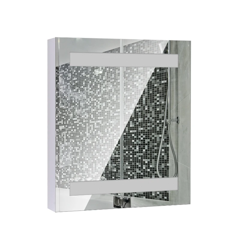 HOMCOM LED Wall Cabinet Mirror Bathroom Fashion Front 10w Lights Storage Modern