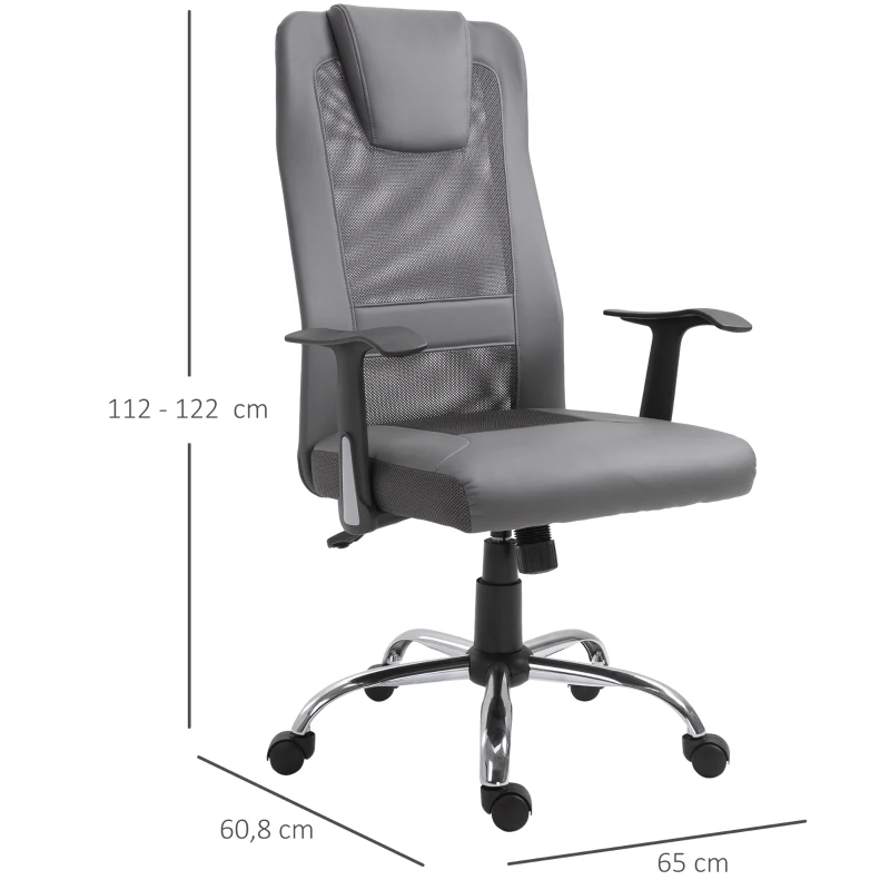Vinsetto High Back Mesh Office Chair Swivel Computer Desk Task Executive Seat Grey