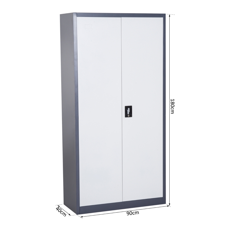 HOMCOM Lockable Filing Cabinet, Adjustable Shelf, CRS-White/Black