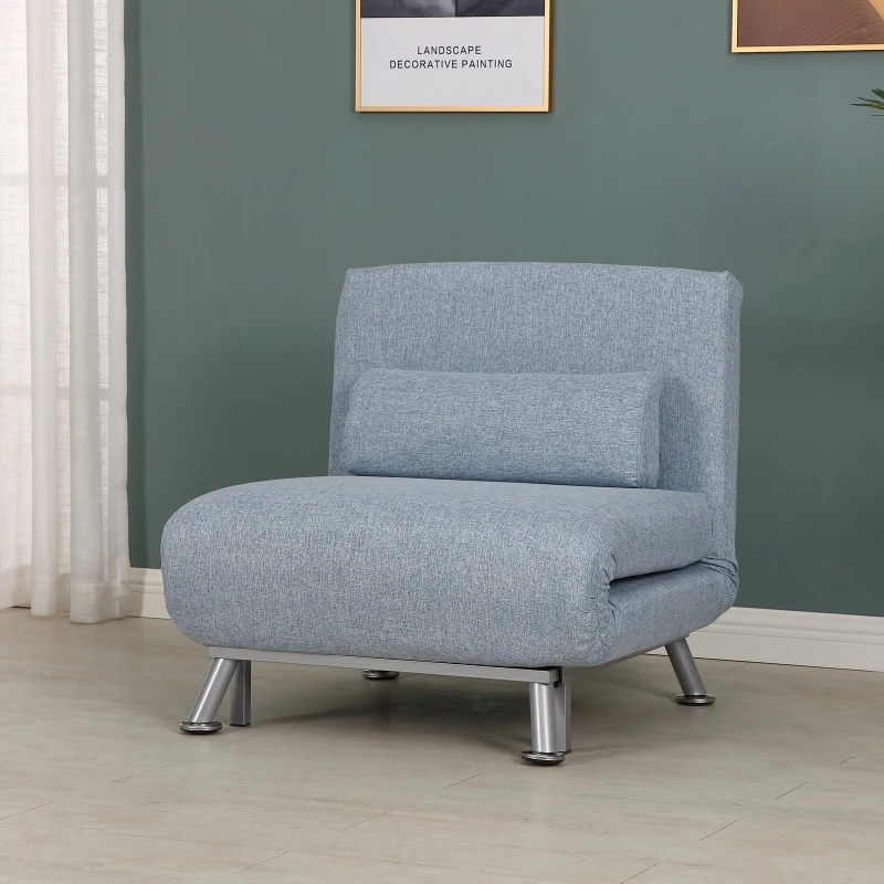HOMCOM Faux Suede 5-Position Futon Single Sofa Bed Blue