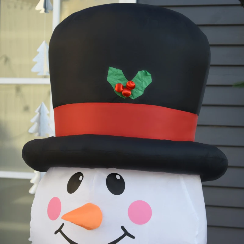 HOMCOM 6ft Inflatable Snowman Penguin the North Ploe Sign Holiday Yard Decoration with LED Lights Lawn Blow Up Decor