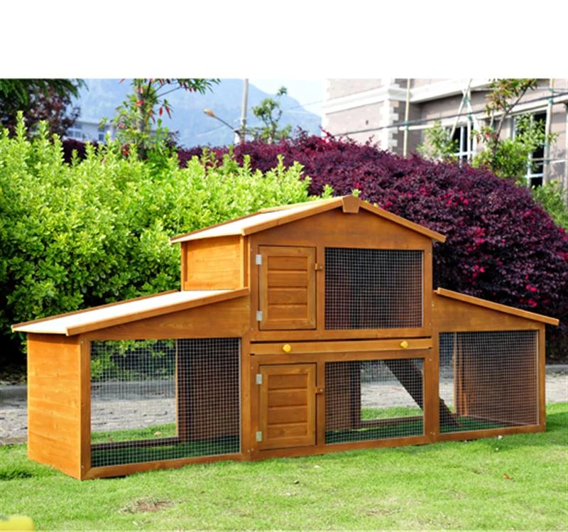 Pawhut Wooden Rabbit Hutch House, 215x63x100 cm