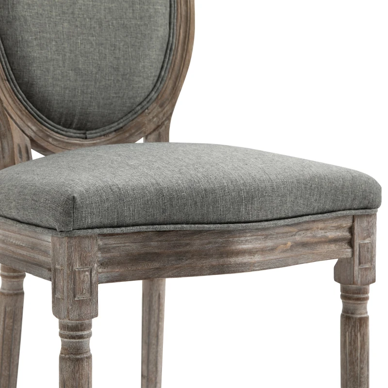 HOMCOM Antique Dining Chairs, Set of 2 Elegant French-Style w/ Wood Frame Foam Seats Foot Pads Carved Legs Vintage Back